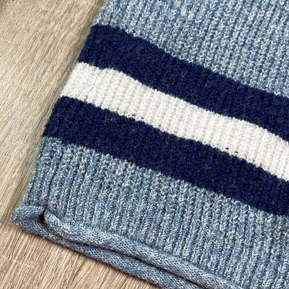 PINK REPUBLIC Blue Striped Round Neck Long Sleeve Pullover Sweater - Picture 7 of 8